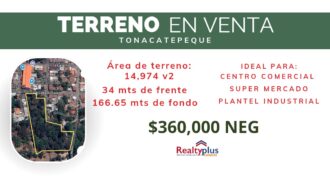 Terreno en venta Tonacatepeque