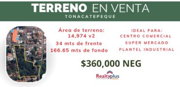Terreno en venta Tonacatepeque