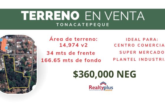 Terreno en venta Tonacatepeque