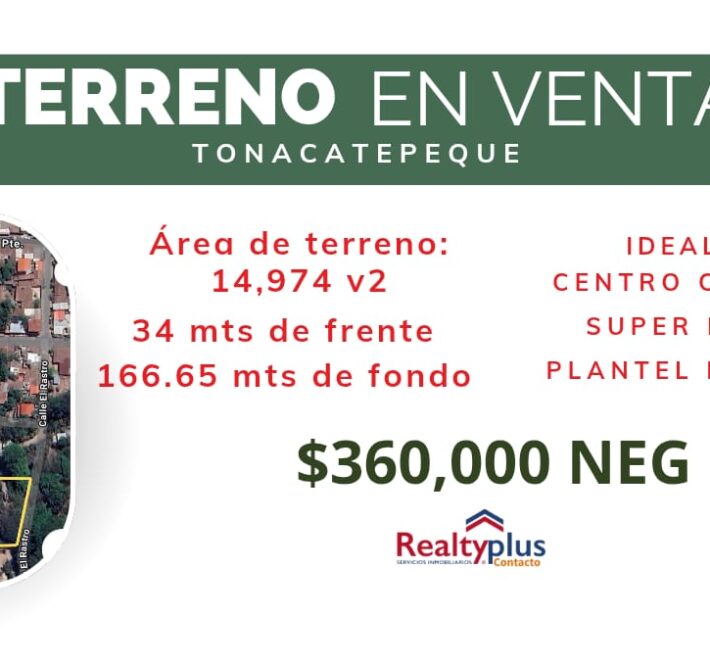 Terreno en venta Tonacatepeque