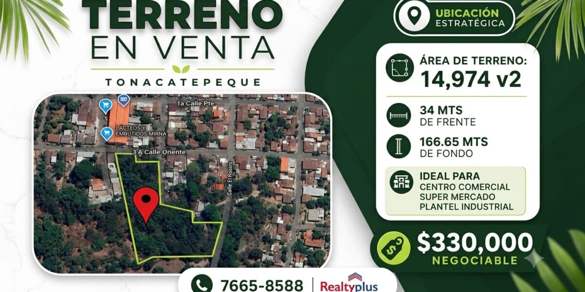 Terreno en venta Tonacatepeque