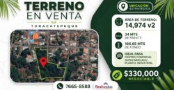 Terreno en venta Tonacatepeque