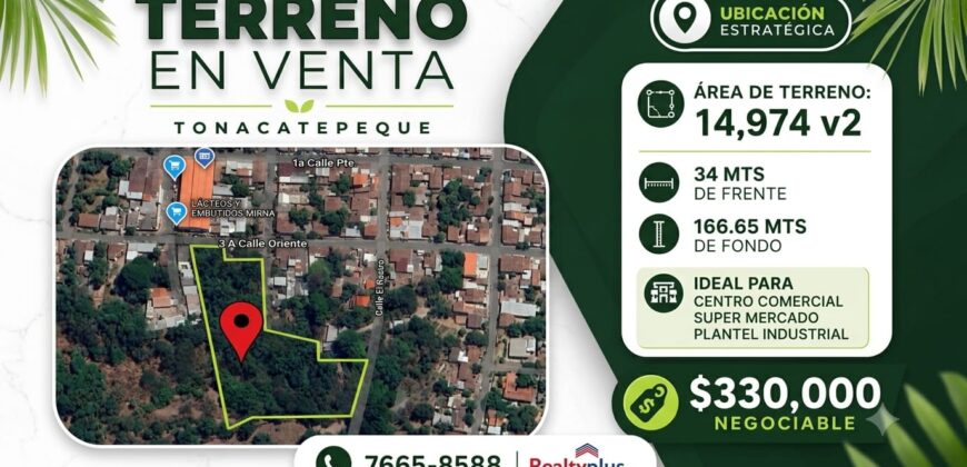 Terreno en venta Tonacatepeque